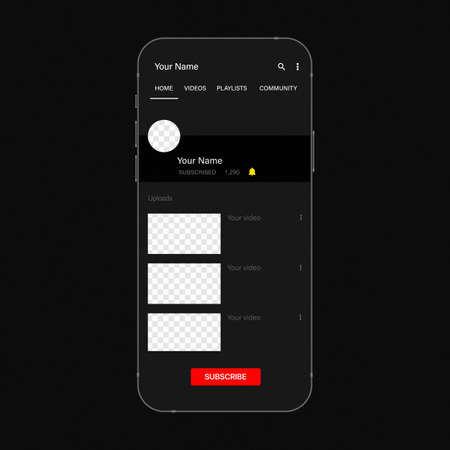 Social Media Video Service Profile Interface Mobile App Concept. Subscribe Button. Vector Illustration with Blank Background. Vector Illustrationのイラスト素材