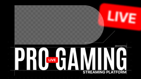 Thumbnail for Video blog. Social Media Horizontal Live Gaming Banner. Red desktop Cover for Video Service. Put Your Content under Background. Vector illustrationのイラスト素材