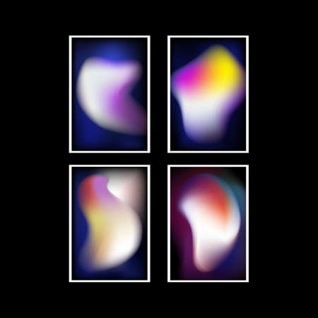 Set of four Bright Gradient Templates. Blur Colorful Shapes. Vector illustration