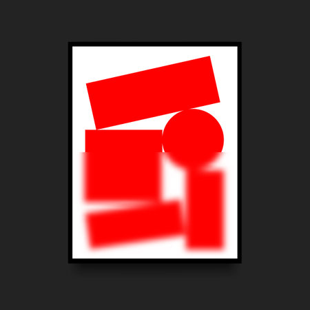 Geometric Vertical Poster in Swiss Style. Red Circle, Rectangular and Square on White Background. Vector illustrationのイラスト素材