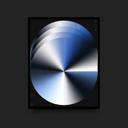 Gradient Circles. Discs on Black Background. Minimalistic Poster in Swiss Style. Vector illustrationのイラスト素材