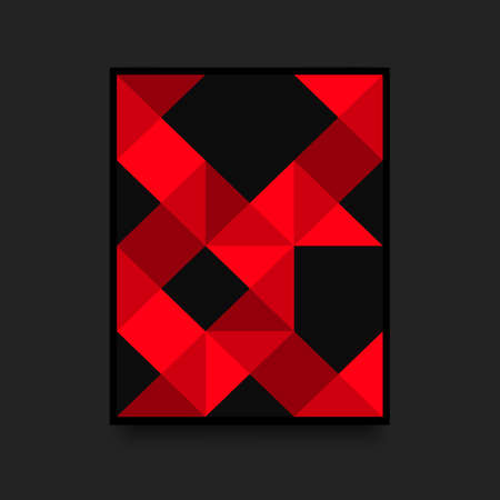 Red Poster in Swiss Style with Geometric Ornament. Vector illustrationのイラスト素材