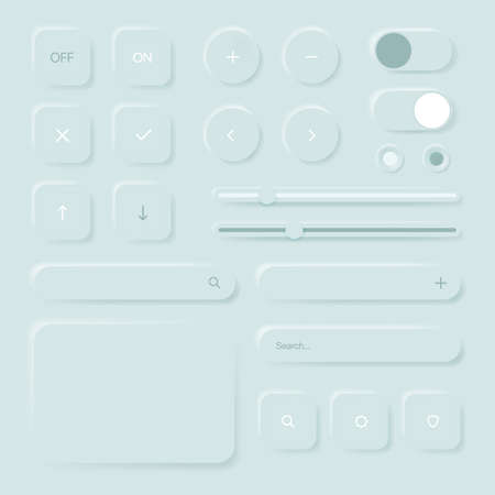 Settings User Interface. Light Isolated Buttons for Smartphone Display. Vector illustrationのイラスト素材