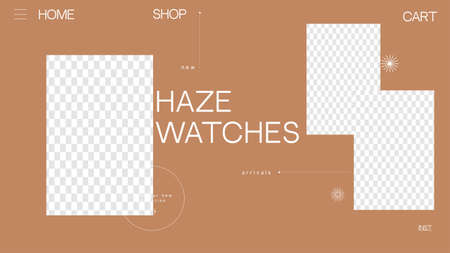 Landing Page Horizontal Template for Website. Creative Mockup With Transparent Background. Vector illustrationのイラスト素材