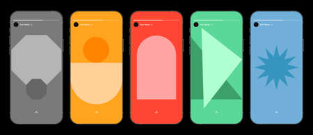 Colorful Geometric Background for Stories in Social Media. Realistic Templates on Smartphones. Vector illustrationのイラスト素材