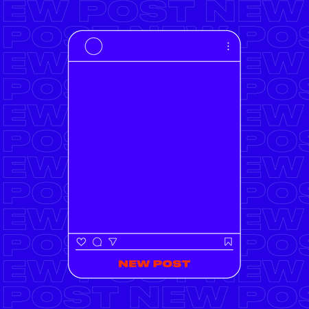 Neon Post Stroke. Bright Blue Interface for New Publication in Social Media. Vector illustrationのイラスト素材