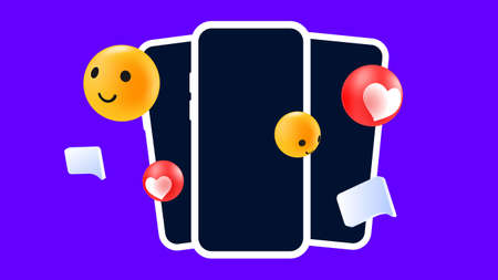 Editable Mockup for Advertisement with Emotional Reaction and Phones. Vector illustration