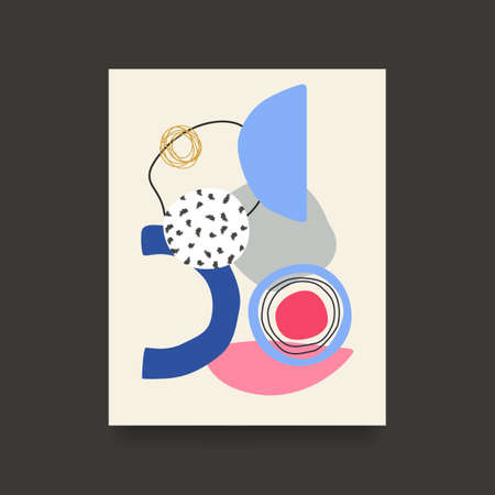 Color poster with abstract geometric shapes. Vector illustrationのイラスト素材