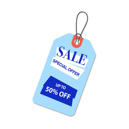 Tag with tied thread isolated on white background. Big Sale. Vector illustrationのイラスト素材