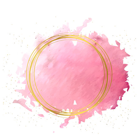 Abstract Cover for Highlights with gold frame and pink glitter. Vector illustrationのイラスト素材