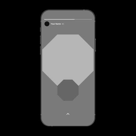 Gray Geometric Background for social media. Stories template. Realistic Smartphone Mockup. Vector...