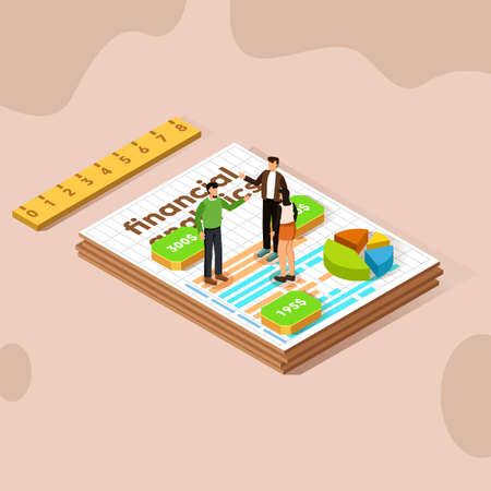 Financial analytics illustration. Business analysis isometric concept. Vector illustrationのイラスト素材