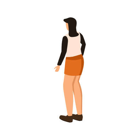 Woman Standing Backwards. Full Length Element. Vector illustrationのイラスト素材