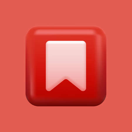 Bookmark Icon. Red Isolated 3D Object. Vector illustrationのイラスト素材