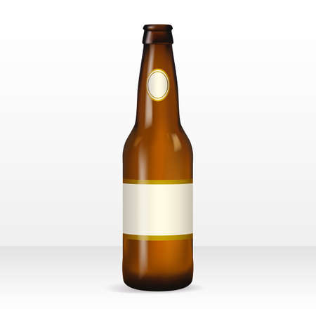 Blank Brown Beer Bottle Mockup. Vector illustrationのイラスト素材