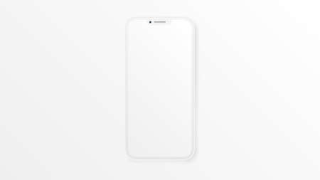 Minimalistic Smartphone Mockup. Front View. Total White, Blank Screen. Vector illustrationのイラスト素材