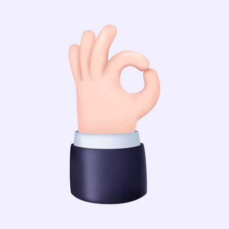 Okay Hand gesture. 3D Icon Design. Vector illustrationのイラスト素材