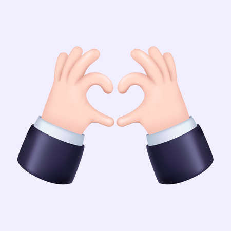 Two Hands showing Heart. 3D Design, Isolated Gesture Icon. Vector illustrationのイラスト素材