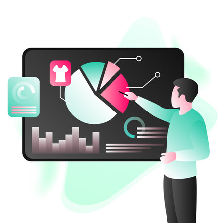 Worker near Board or Flipchart Illustration. Vector illustrationのイラスト素材