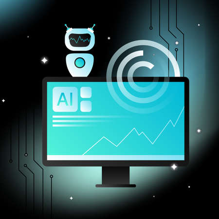 Machine Learning Illustration. Computer Science, Artificial Intelligence Elements Design. Vector illustrationのイラスト素材