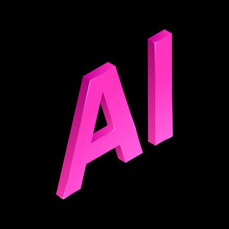 AI 3D Pink Icon on Black Background. Vector illustrationのイラスト素材