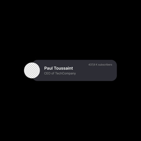 Recommended User Profile Notification Banner. Social Media UI Concept on Black Background. Empty...