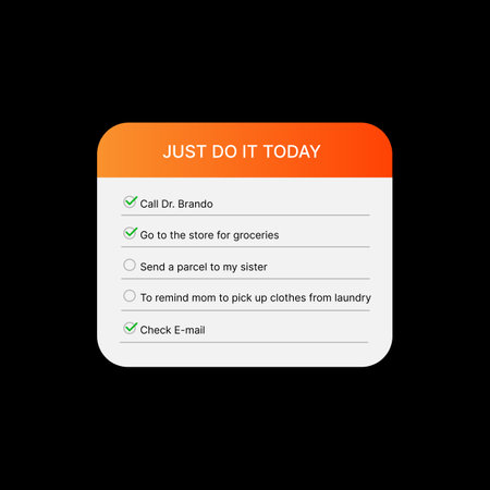 Day Planner Widget UI Concept on Black Background. Social Media. Just Do It Today Reminder Illustration. Editable To Do Checklist. Web Element for Mobile Applications. Vector illustrationのイラスト素材