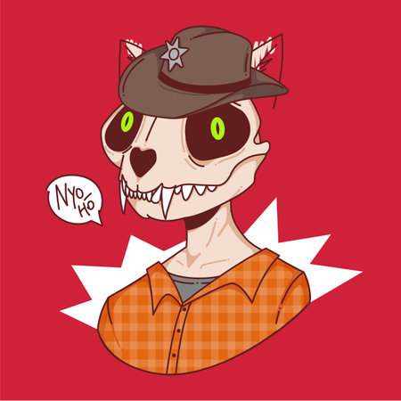 Coyote in a sheriff hat. Wild west style. NFT concept. Vector illustrationのイラスト素材