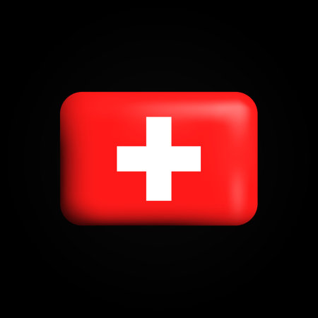 Switzerland Flag 3D Icon. National Flag of Switzerland. Vector illustrationのイラスト素材