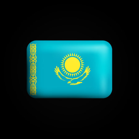 Kazakhstan Flag 3D Icon. National Flag of Kazakhstan. Vector illustrationのイラスト素材