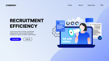 Recruitment Efficiency Illustration Landing Page Concept. Vector illustrationのイラスト素材