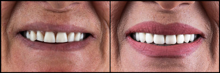 before and after picture of ceramic restorations on teeth by emax and zirkon crowns and veneers