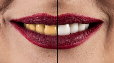 teeth whitening before and after in one picture