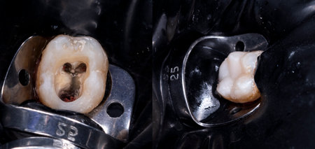 cavity treatment by direct composite restorationの写真素材