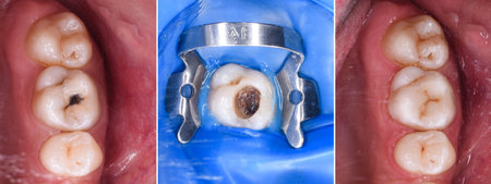 cavity treatment by direct composite restorationの写真素材