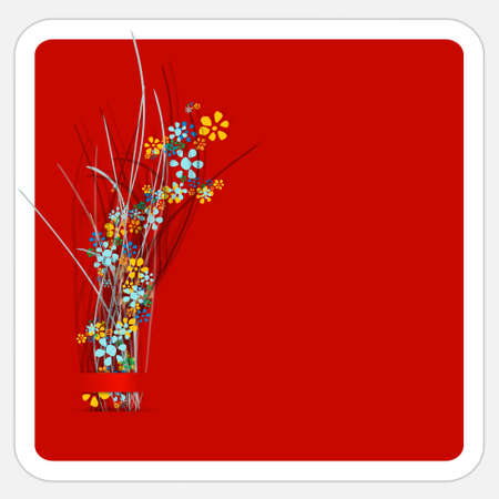 abstract text with flower and butterfilesのイラスト素材