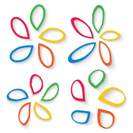 set of four abstract simple flowerのイラスト素材