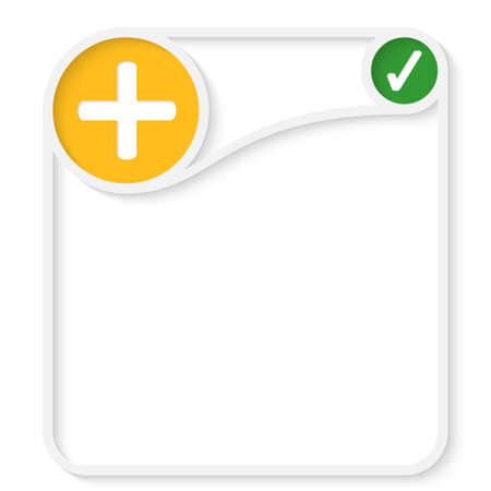 gray abstract vector frame for text with plus sign and green check boxのイラスト素材