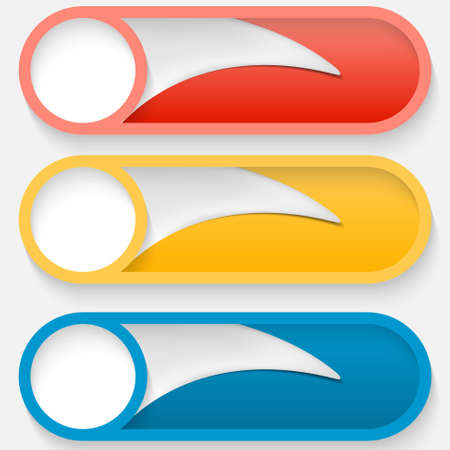 set of three colored vector abstract buttonsのイラスト素材