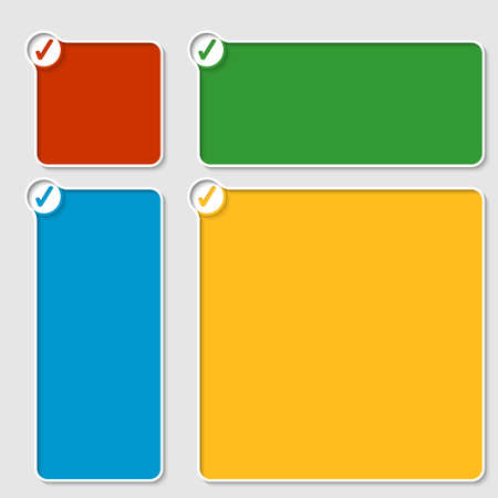 set of four colored box for any text with check boxのイラスト素材