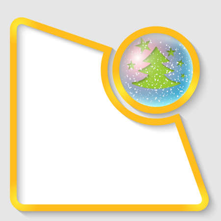 yellow abstract text frame for any text with a Christmas treeのイラスト素材