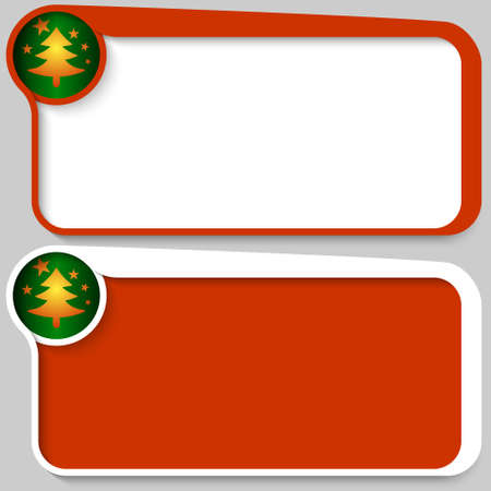 two red vector text box and Christmas treeのイラスト素材