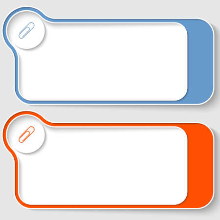set of two abstract text boxes with paper clipのイラスト素材