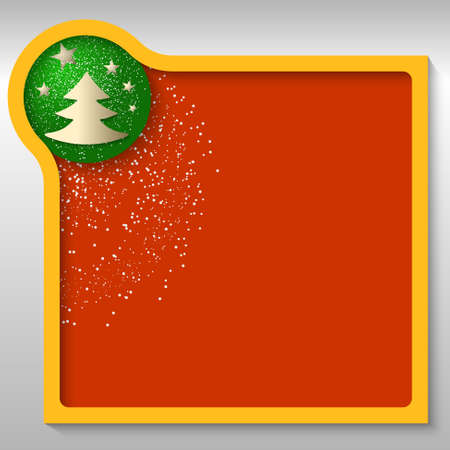 yellow text box with a Christmas motif and falling snowのイラスト素材