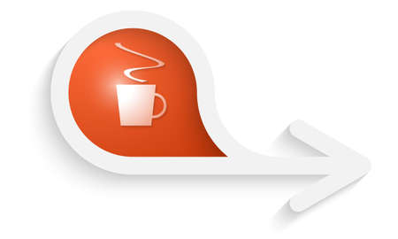 gray box for text with arrow and cup of coffeeのイラスト素材