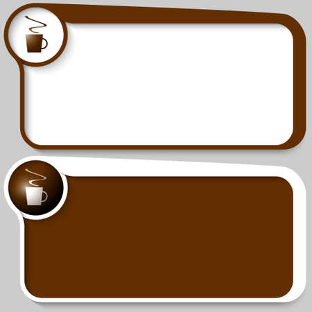 set of two vector text box and cup of coffeeのイラスト素材
