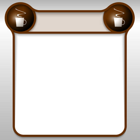brown abstract text box with cup of coffeeのイラスト素材