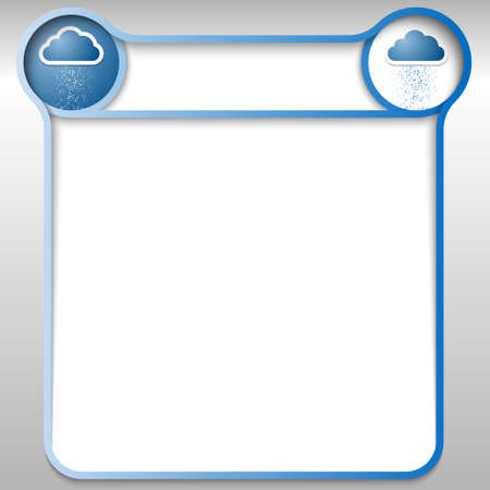 blue abstract text box with two cloud iconsのイラスト素材