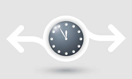 abstract frame with two arrows and clock
