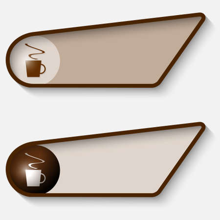 set of two brown box for text and cup of coffeeのイラスト素材